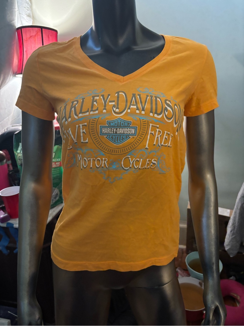 Harley-Davidson Orange V-Neck Logo Tee